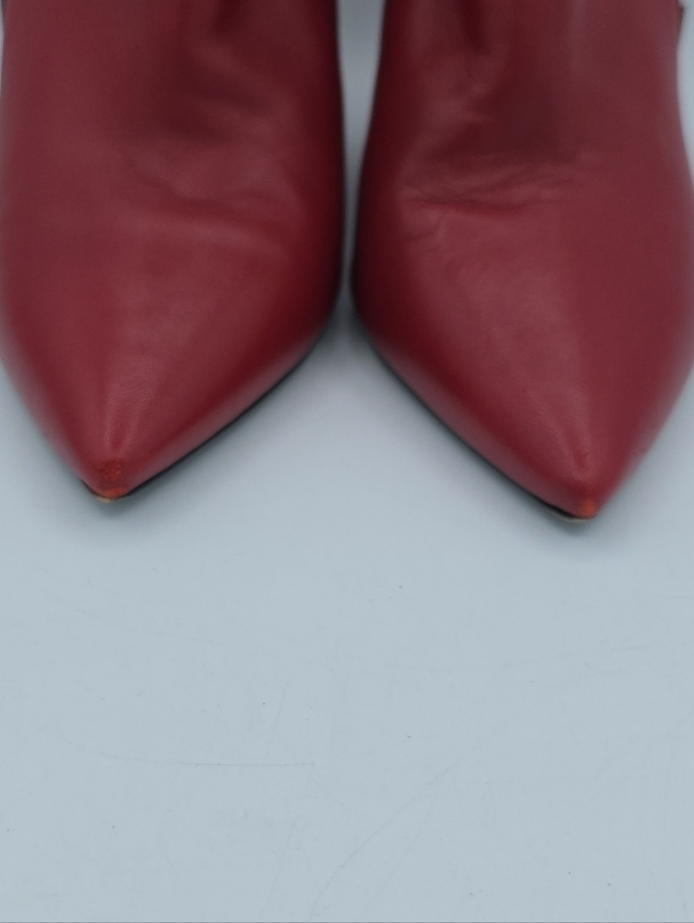 YSL Saint Laurent Niki Point Toe French Burgundy Booties Boots Sz 36.5 - Picture 6 of 11